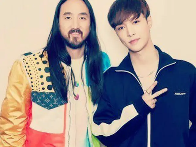 【G Official】 EXO _ LAY, photo with Steve Aoki. Last year, BTS collaboratedwith the famous DJ. ”Thank