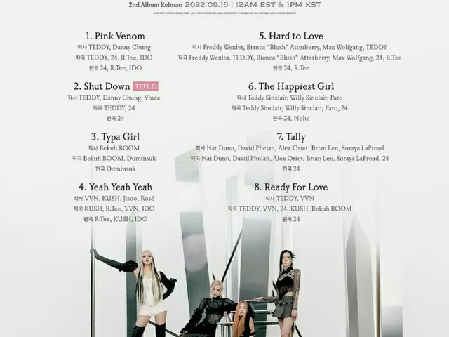 ”BLACKPINK” released the 2nd full album ”BORN PINK” track list. . .