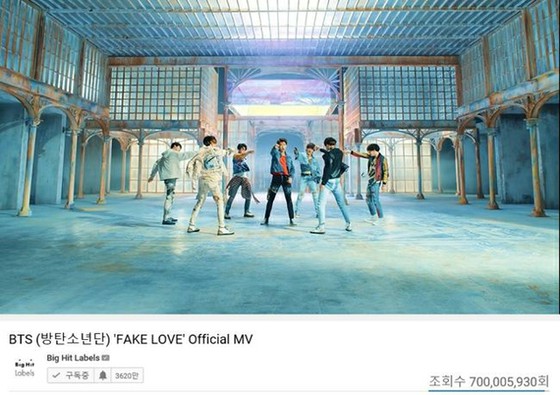 [官方]“ BTS”和“ FAKE LOVE”音乐视频的观看次数超过7亿