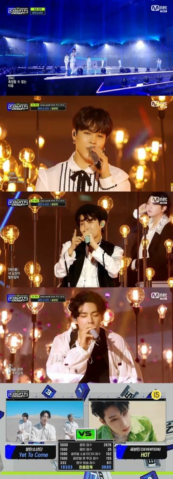 《We are back》《防弹少年团》《Yet To Come》4000人大合唱……《M COUNTDOWN》排名第一