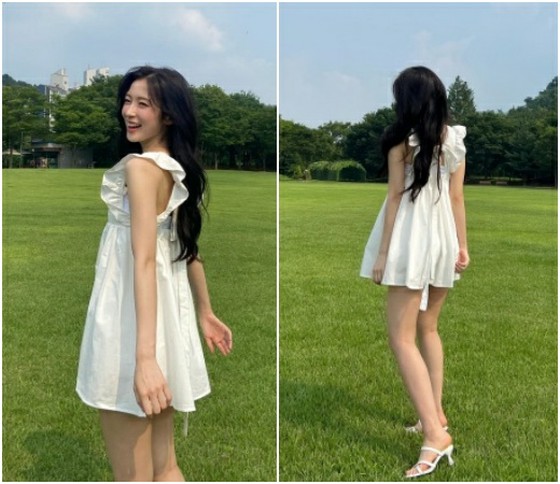 “OH MY GIRL”Arin，有点太短了？ … 穿着超迷你连衣裙大摇大摆