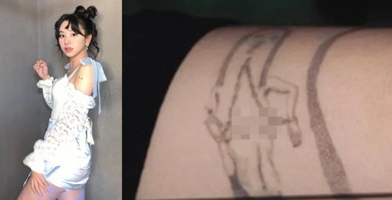 蔡英（TWICE），在网上看到的粉丝服务利弊时左臂上的新纹身