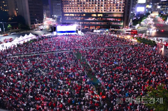 首尔光化门广场世界杯街头欢呼有条件许可=韩国