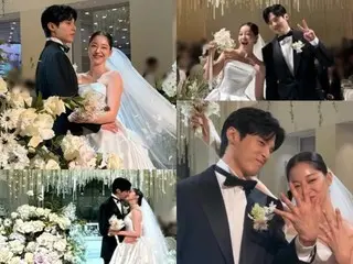 演员尹善宇和女演员金佳恩的童话婚礼场景......俊昊（2PM）和酉奈（少女时代）也参与其中