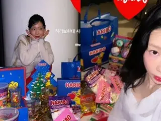 泰妍（少女时代）对满屋子的小熊软糖礼物感到非常兴奋……“收到爱就是幸福。”