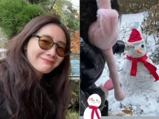 演员崔智友公开了她和女儿堆的雪人……可爱的母女让人心旷神怡