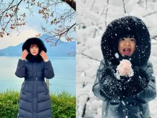 演员赵允熙和童模般的女儿……在雪地里“微笑”