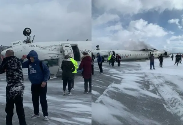 また旅客機事故...トロント空港で着陸中に転覆