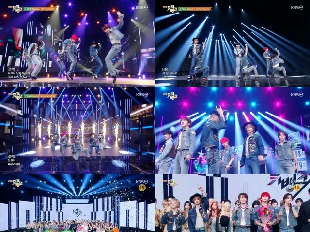 BOYNEXTDOOR 捧起奖杯……继《Music Bank》之后，他们又夺得冠军