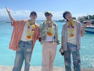 2PM的“下午三人”佑荣、Nichkhun和Jun.K在完成巴厘岛之旅YouTube内容后向粉丝致意...“谢谢你们的爱”