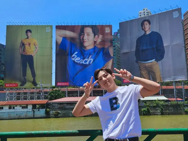 演员池昌旭在菲律宾马尼拉拍摄超大尺寸广告认证镜头