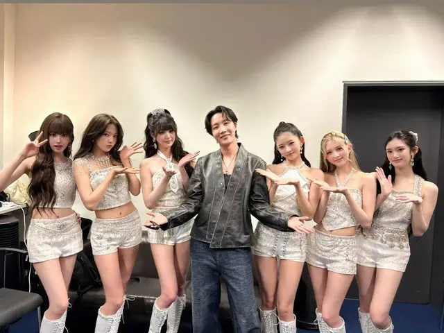防弹少年团J-HOPE与IVE在德国合影，前辈与后辈之间充满温暖友好的氛围