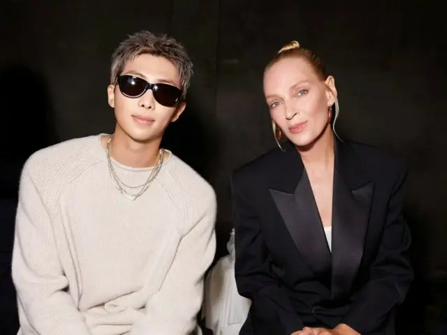 BTS 的 RM 在米兰时装周上发布了他和 Uma Thurman 的合影......“全世界都为之震惊”