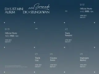 SEVENTEEN成员DK和SEUNGKWAN公开了首张迷你专辑《Serenade》的宣传日程。